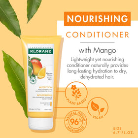 Klorane open cap displaying creamy mango butter conditioner texture