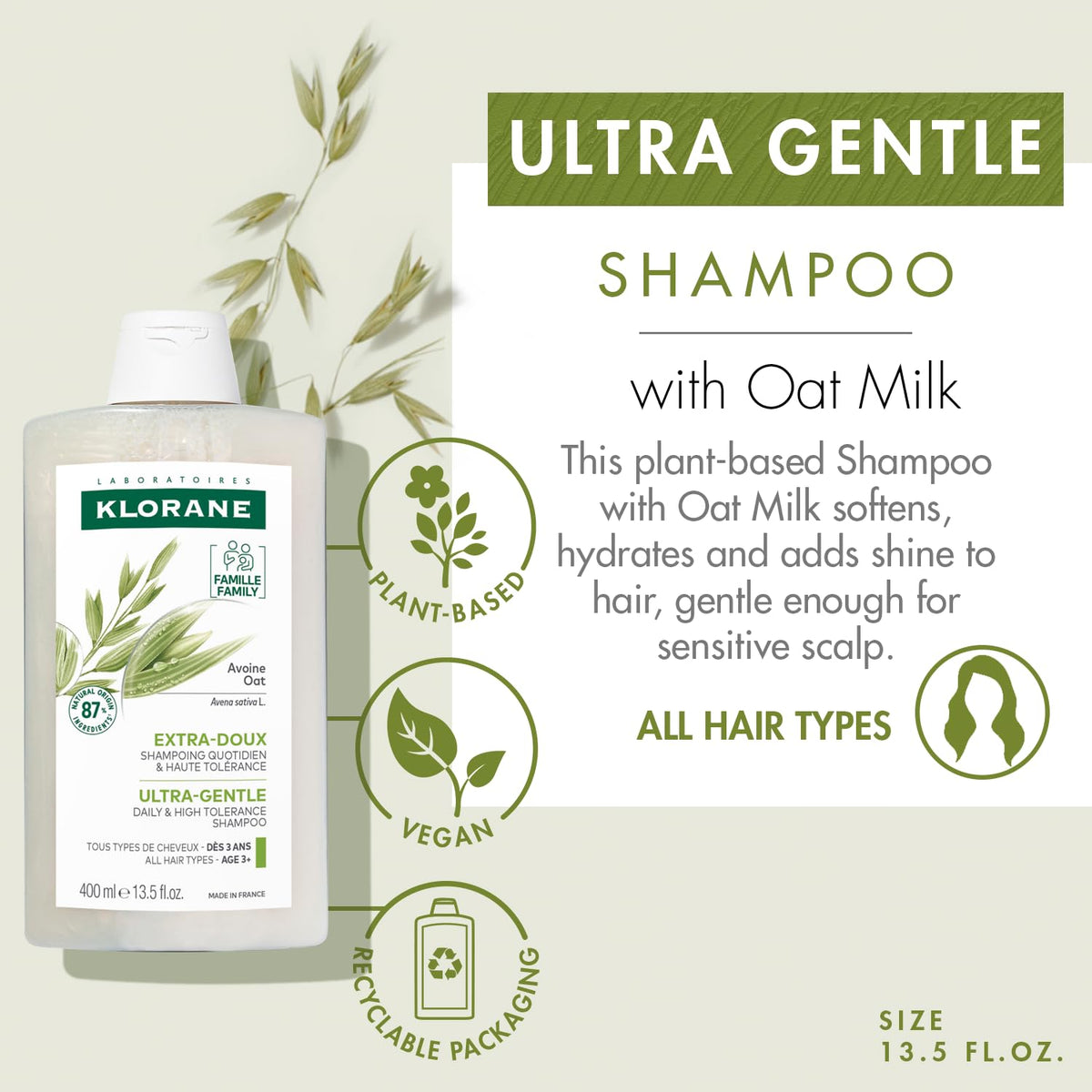 Klorane shampoo creamy texture on palm for moisturizing benefit