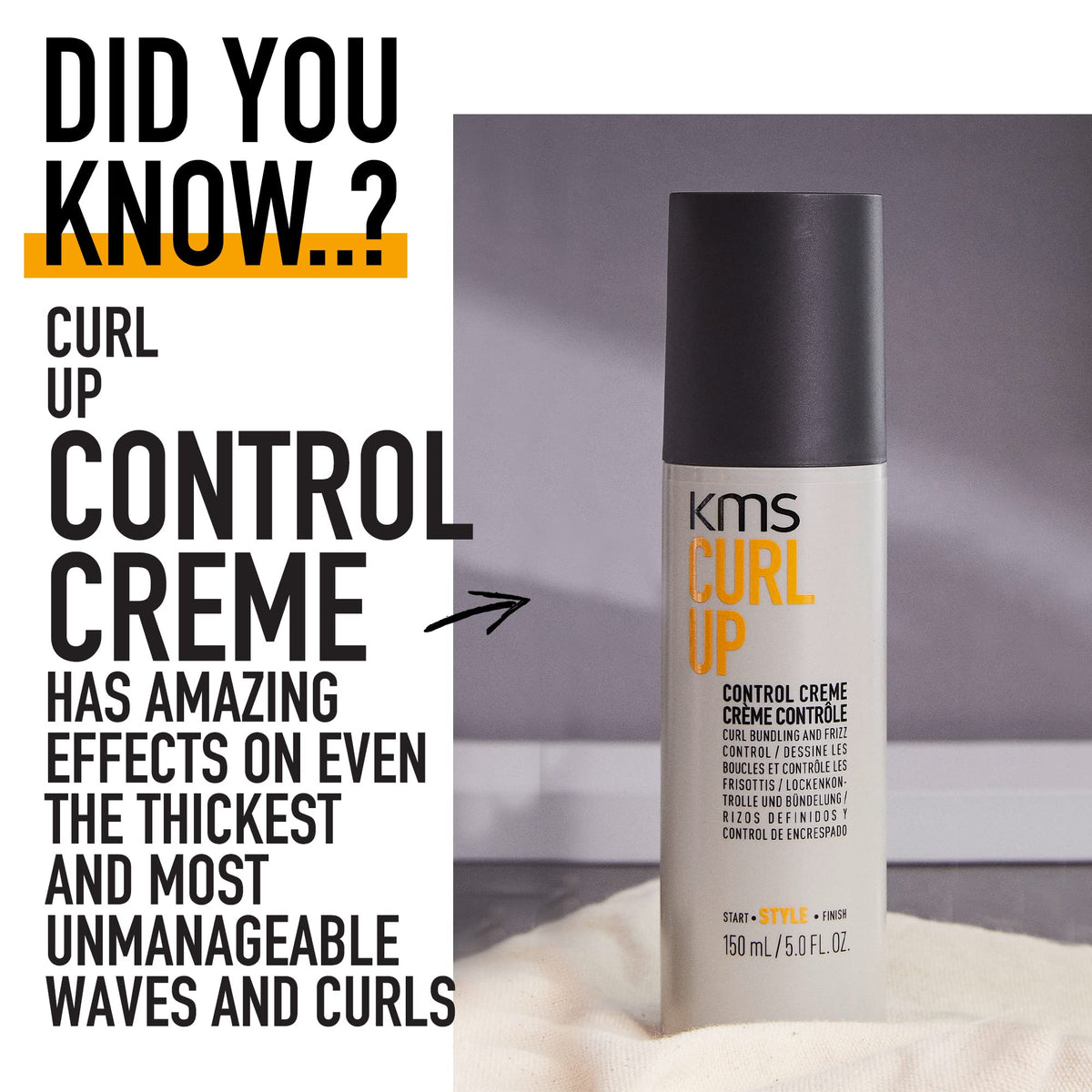 KMS before and after curls comparison revealing improved definition and shine