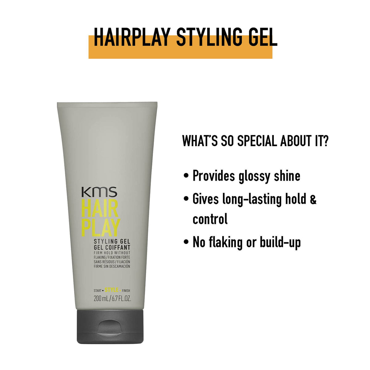KMS gel texture close-up showing glossy consistency for smooth styling