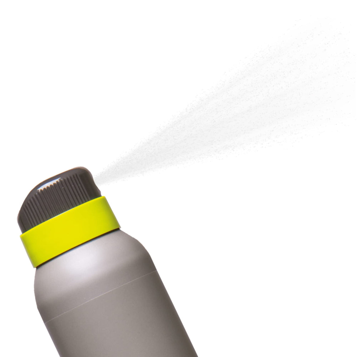 KMS aerosol nozzle top of HAIRPLAY demonstrating spray control and convenience
