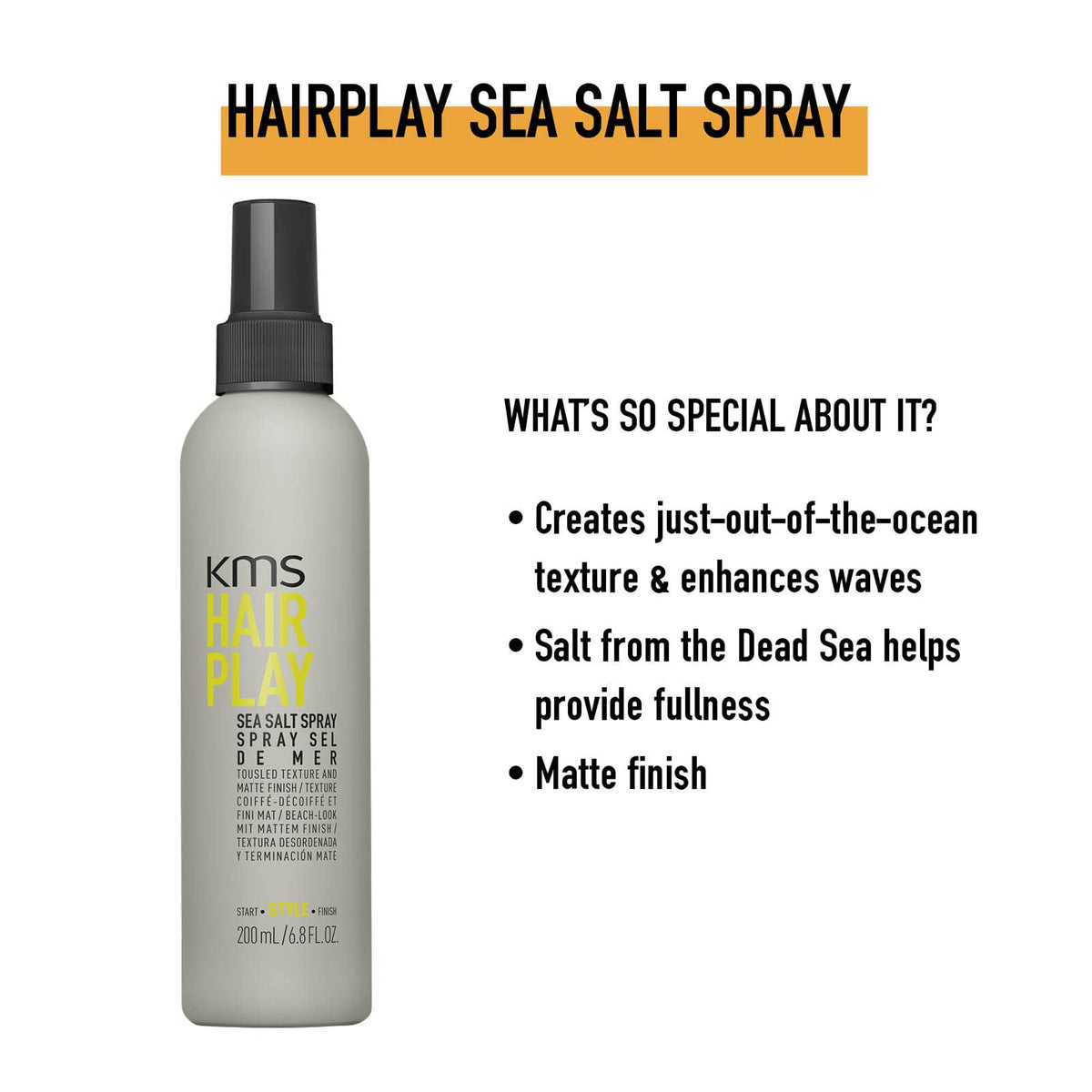 KMS HAIRPLAY close-up misting texture highlighting light even coverage