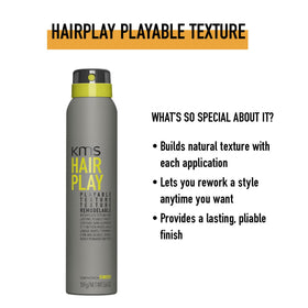 KMS close-up of textured hair finished with spray showing natural separation