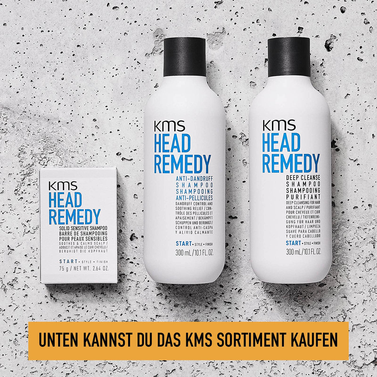 KMS in bathroom setting showing clean hair preparation benefit