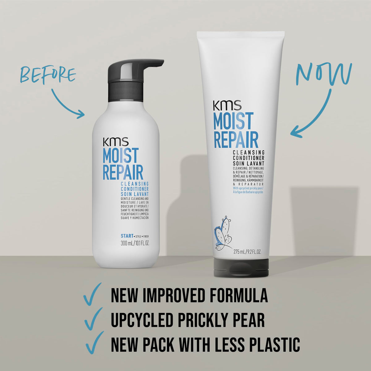 KMS MoistRepair creamy texture on palm demonstrating moisturising slip and detangling