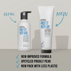 KMS MoistRepair creamy texture on palm demonstrating moisturising slip and detangling