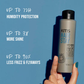 KMS aerosol nozzle and texture close-up for precise, weightless hold benefit