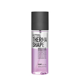 KMS bottle front view showing branding and quick-dry spray benefit
