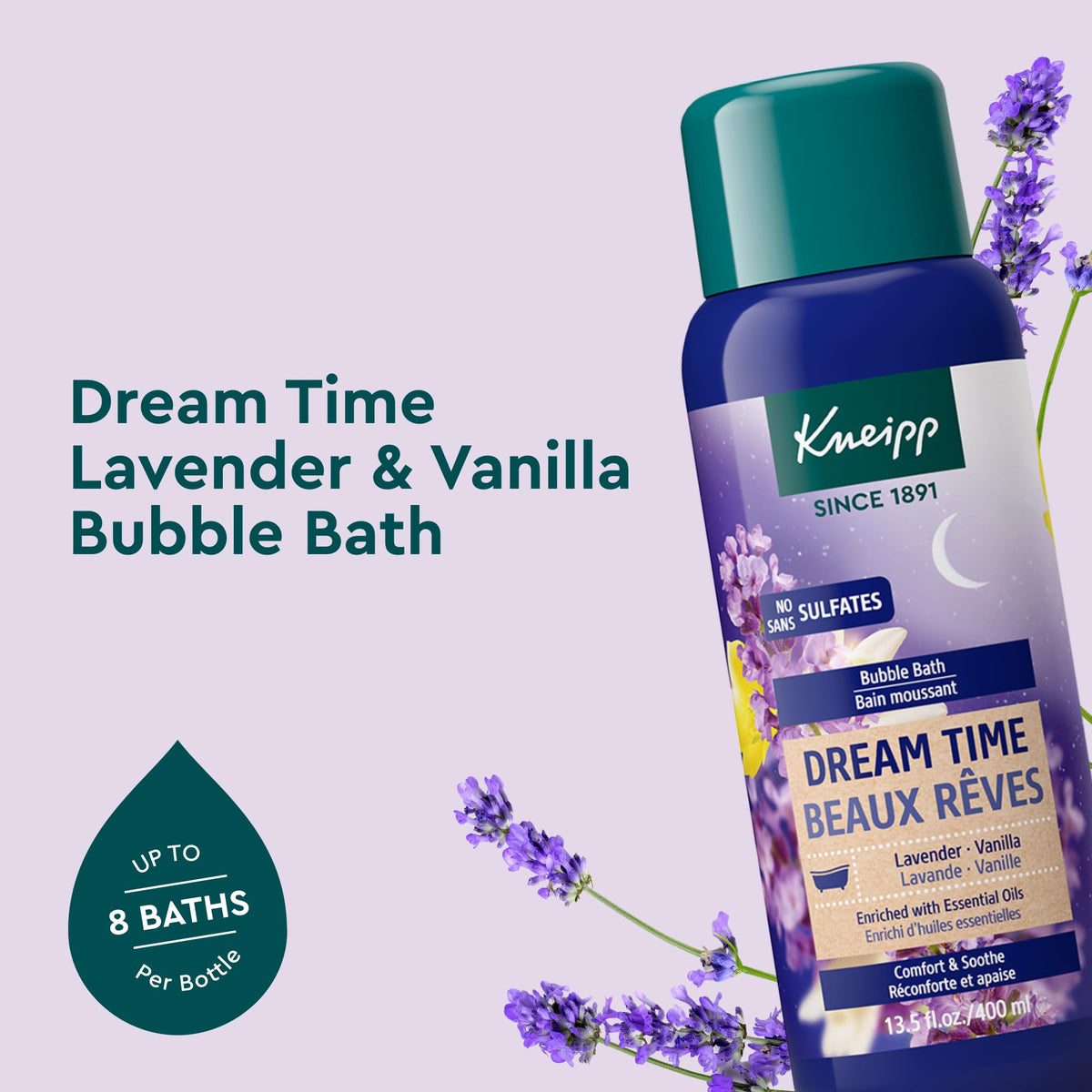 Kneipp pouring bubble bath into tub with visible foam for relaxing soak