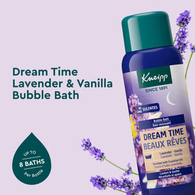 Kneipp pouring bubble bath into tub with visible foam for relaxing soak