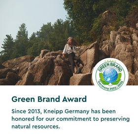 Kneipp bottle styled on shelf as a gift emphasizing sustainable brand values