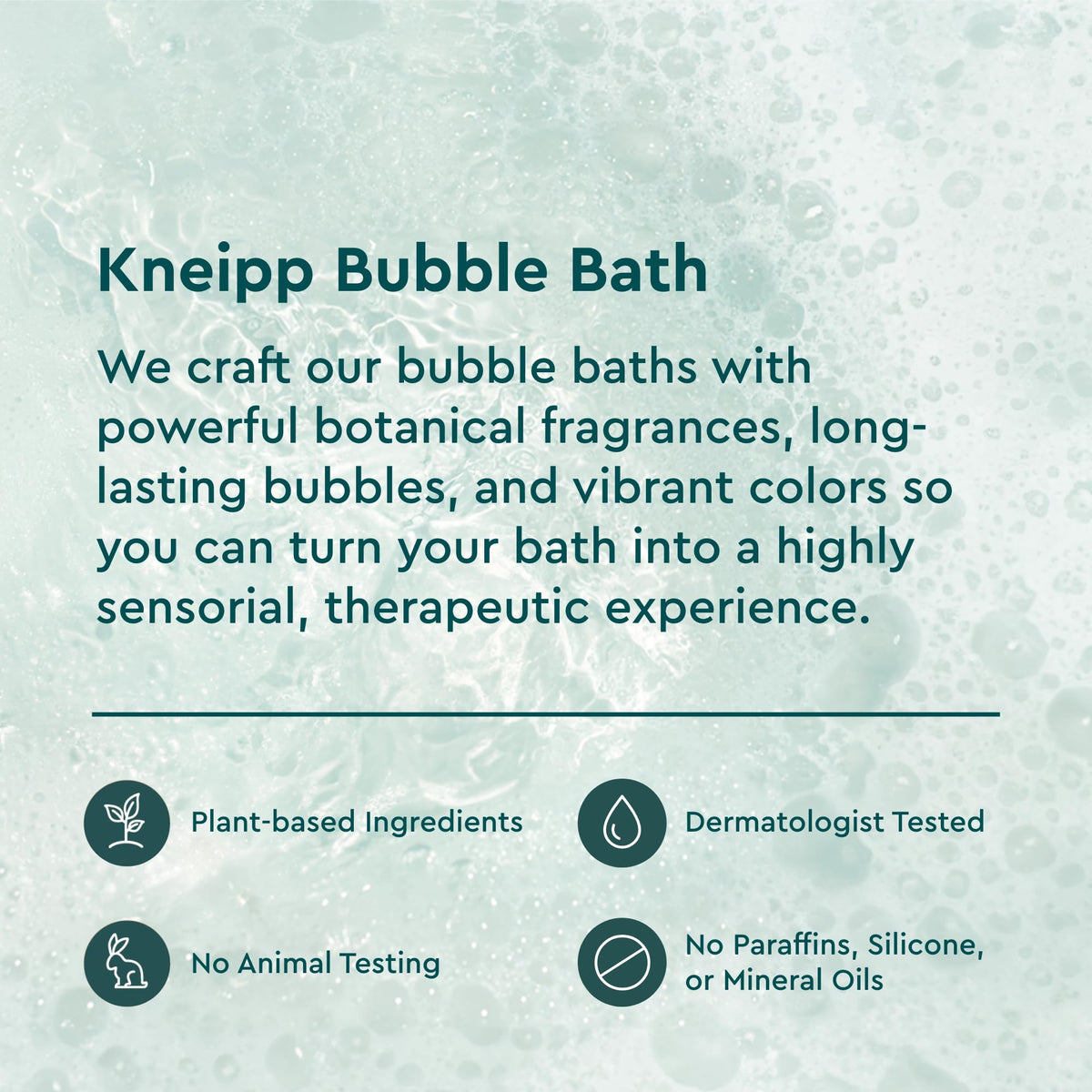 Close-up of Kneipp bubbles and texture showing rich foam and soothing color