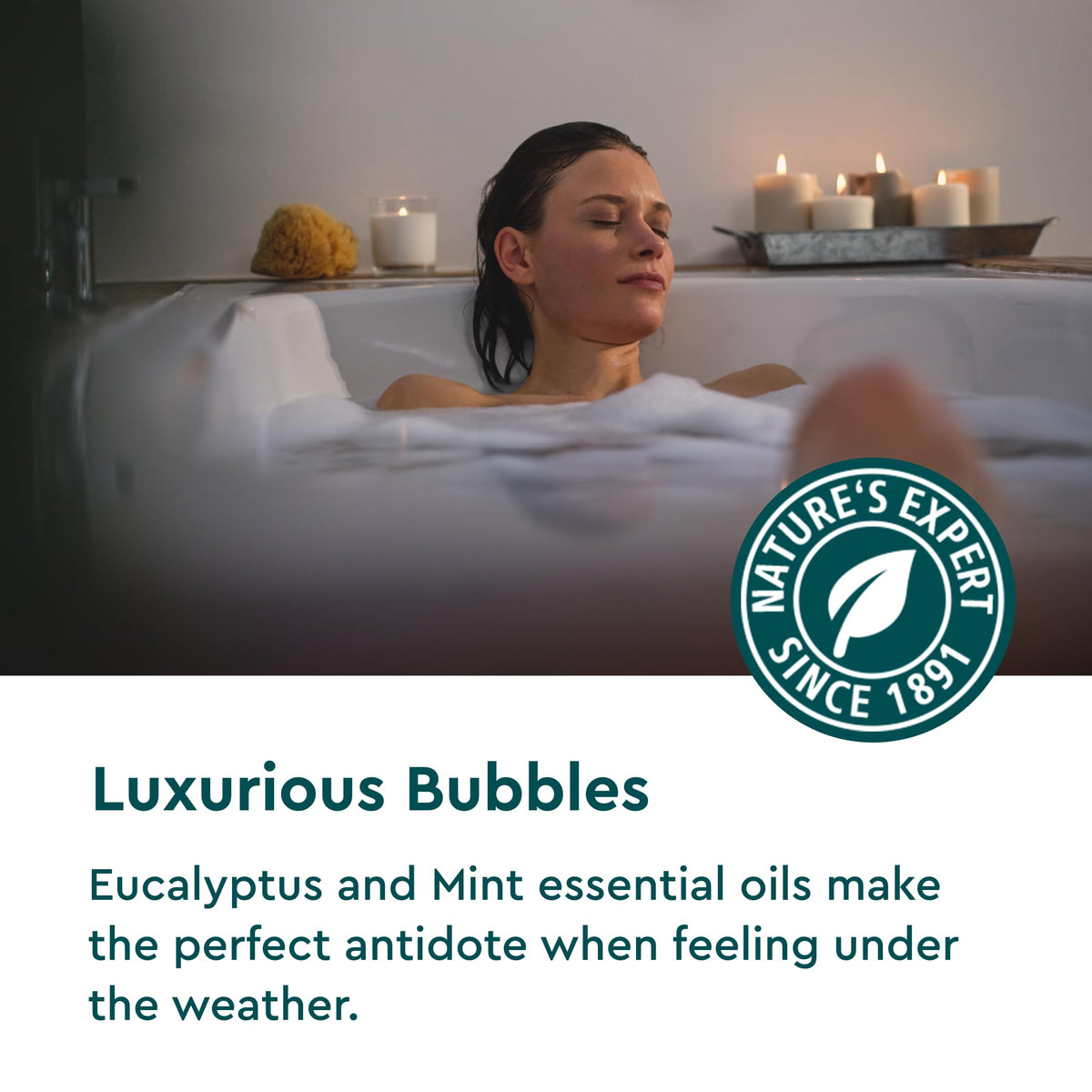 Kneipp bubbles in tub illustrating relaxing eucalyptus aromatherapy benefit