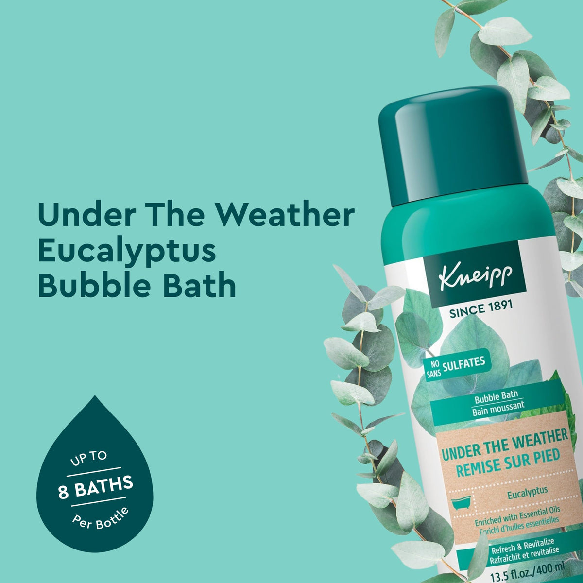 Kneipp texture close-up of liquid foam forming long-lasting bubbles benefit