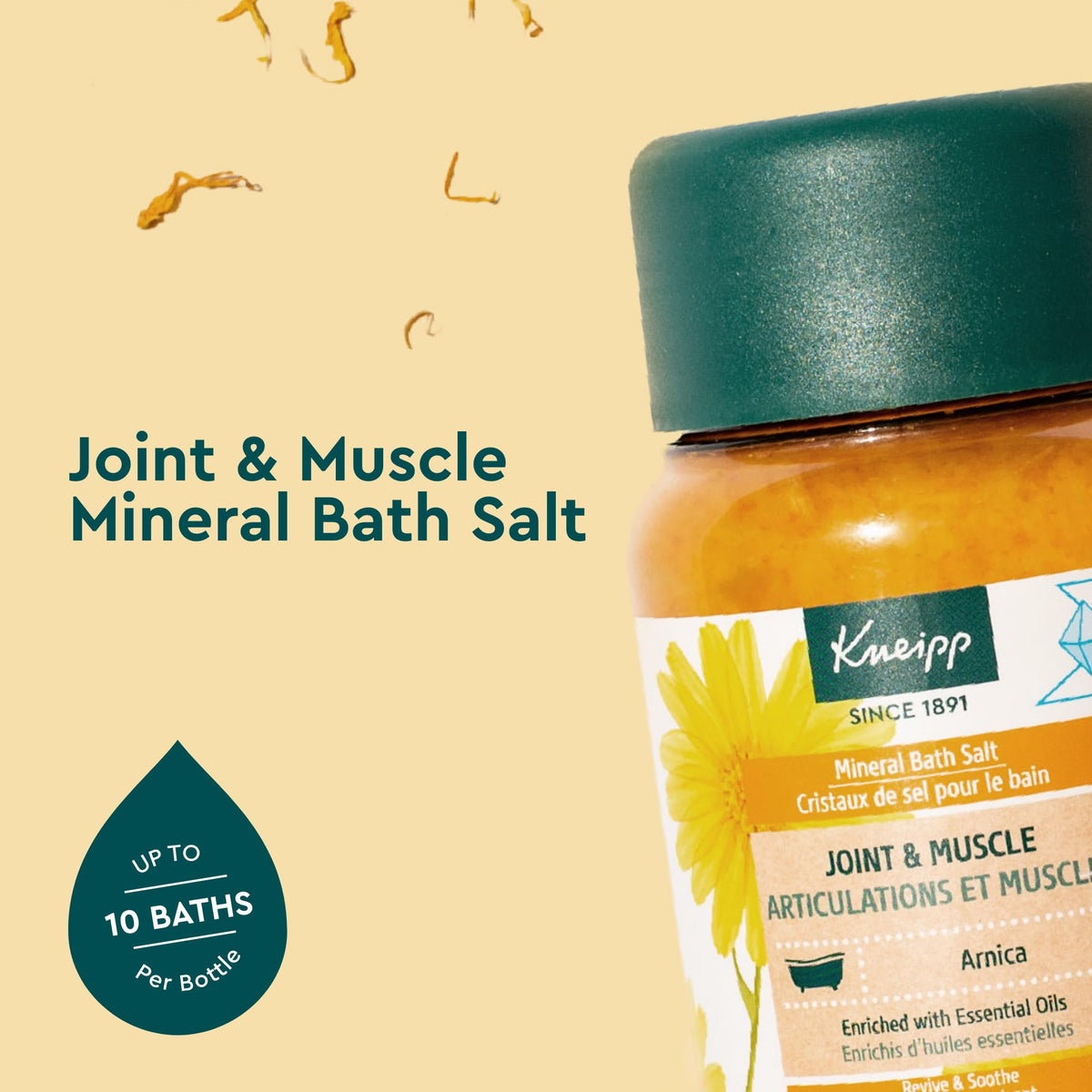 Kneipp open jar showing granular salt texture for quick dissolution and skin smoothing