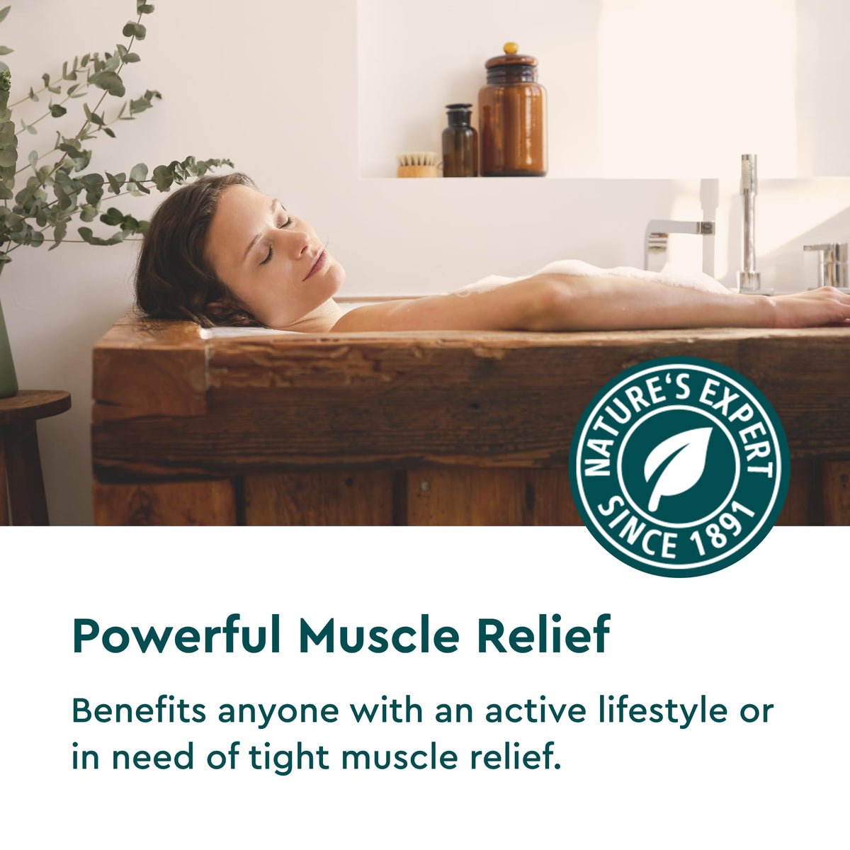 Kneipp salt dissolving in bathwater with steam, promoting soothing joint and muscle comfort