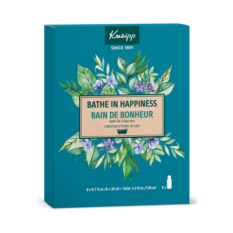 Kneipp six-bottle set front view showing variety and gift-ready packaging benefit