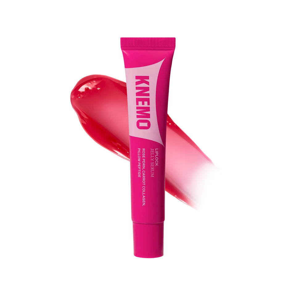 KNEMO front jar grape crush showing glossy tinted lip serum for instant hydration