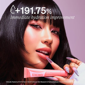 KNEMO applied on lips in lifestyle shot for hydrating shine