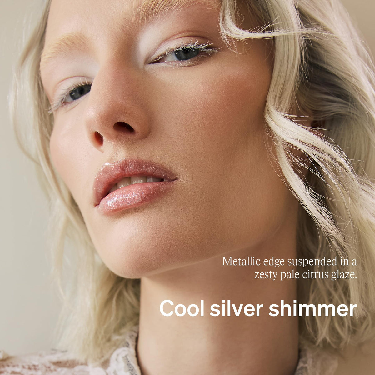 KNEMO shimmer detail showing ultra-fine silver sparkle for luminous shine