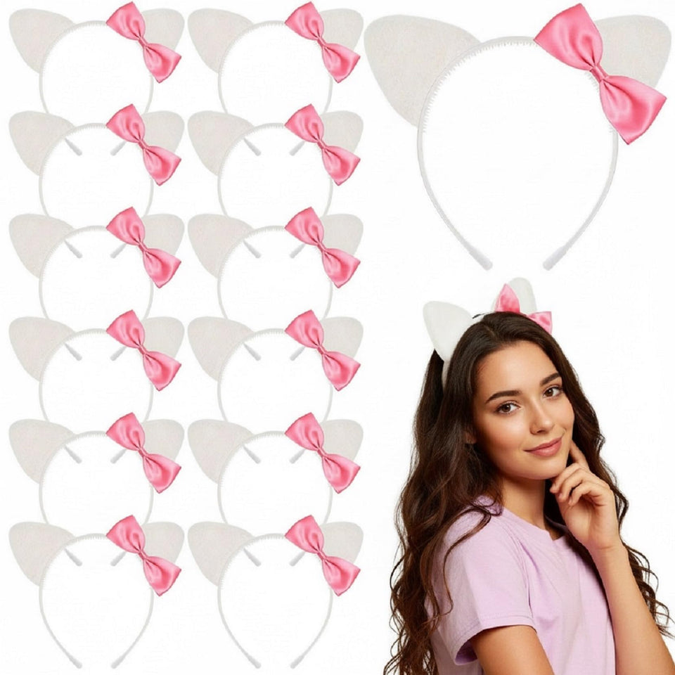 Knitgrip front view of 12 pink headbands for instant party coordination