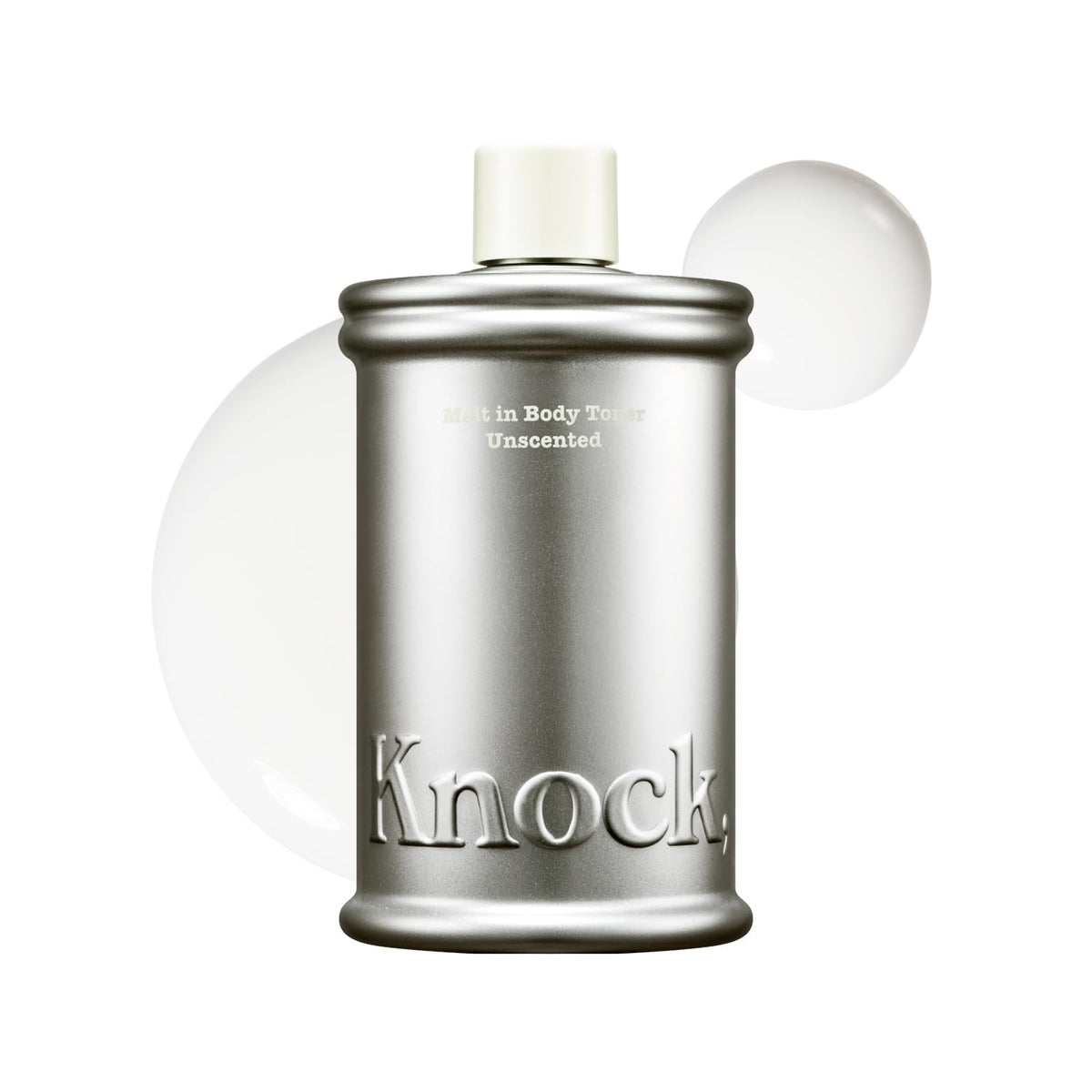 Knock front bottle view showing unscented milky moisturizer benefit quick absorption
