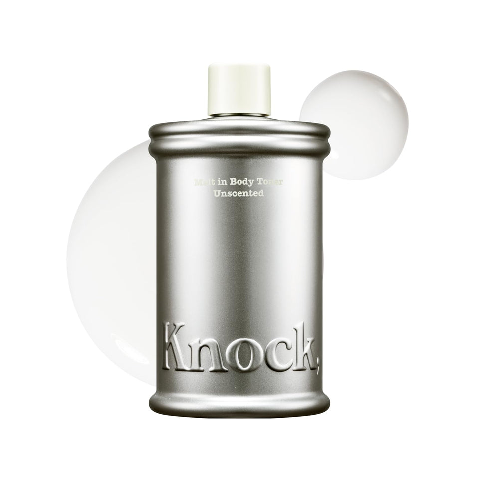 Knock front bottle view showing unscented milky moisturizer benefit quick absorption