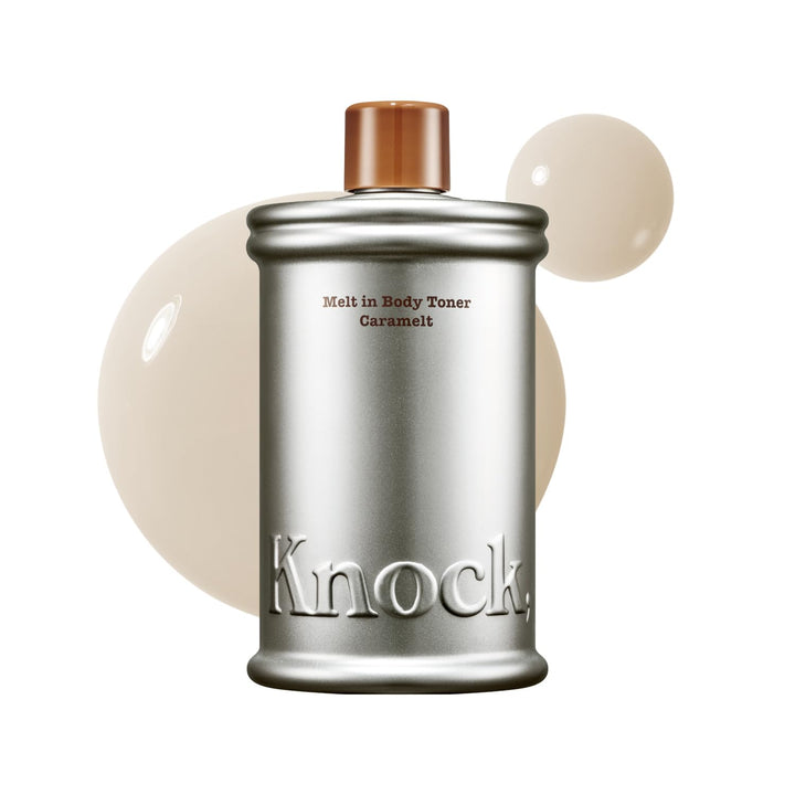 Knock bottle front packaging showing label and scent in a clean studio benefit instant absorption