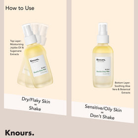 Knours mist used over makeup delivering dewy finish and refresh