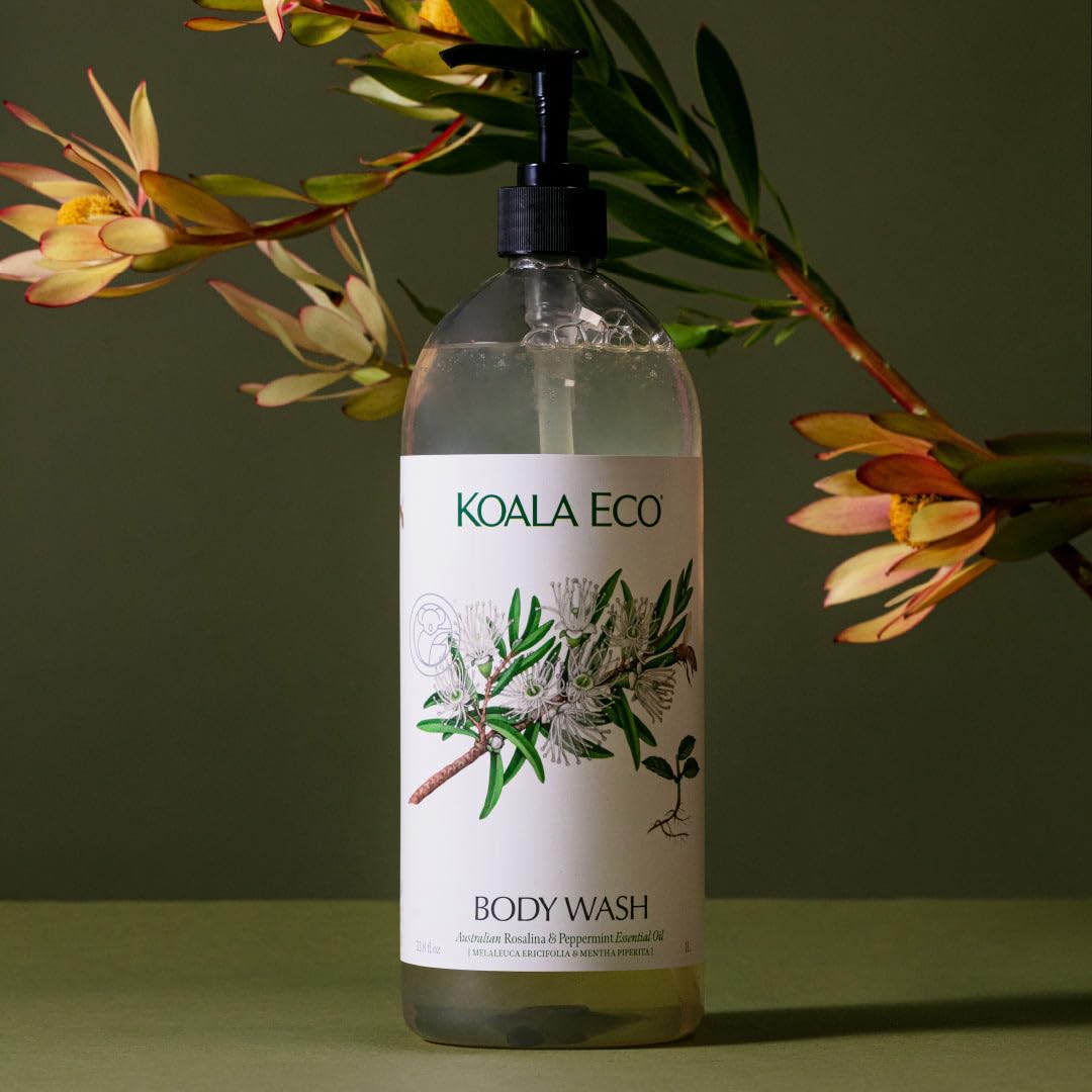 Koala Eco body wash lathering on skin in shower for refreshing cleanse