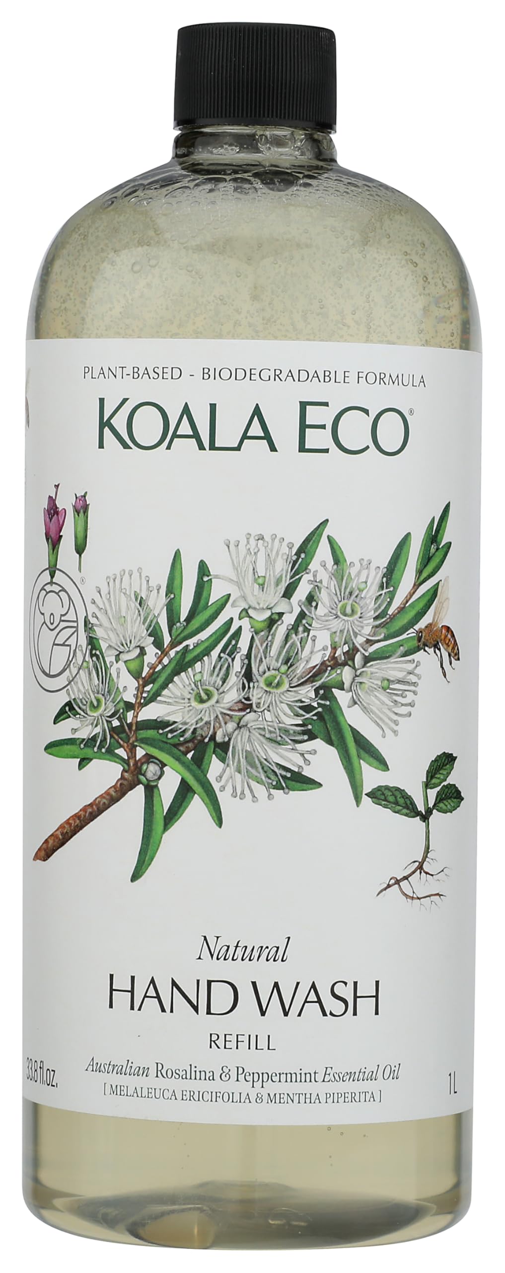 Koala Eco front packaging showing 34oz refill bottle and clean scent benefit