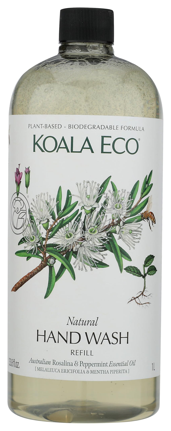 Koala Eco front packaging showing 34oz refill bottle and clean scent benefit