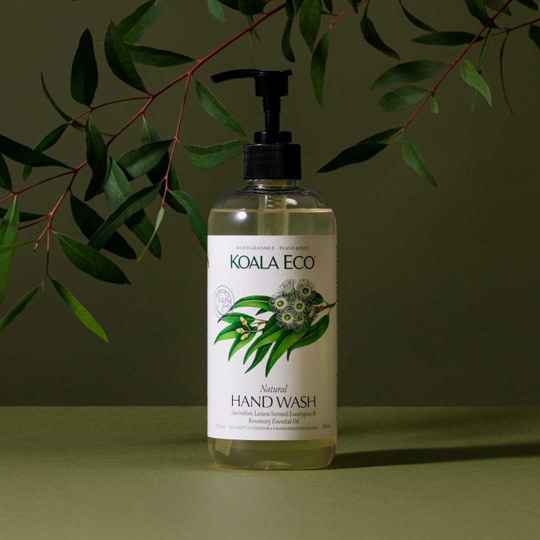 Koala Eco bottle held next to hand showing 16 oz size and refill-friendly benefit