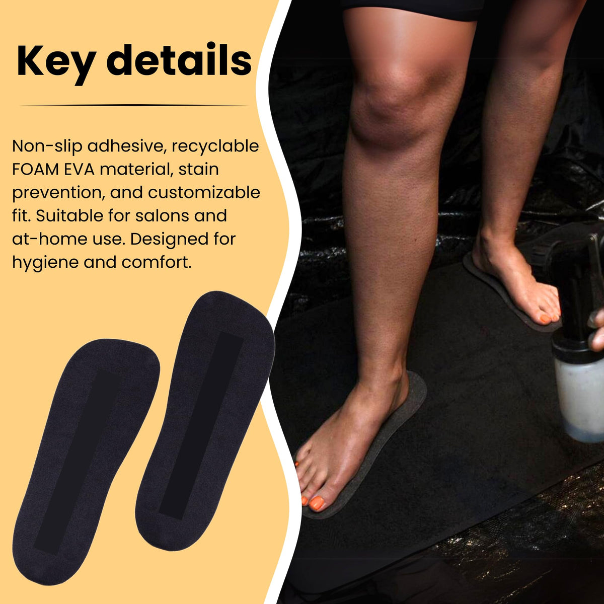 KOBBTAN pads applied in salon demonstrating hygienic protection during spray tanning