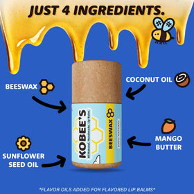 KOBEE'S lip balm open stick showing creamy balm ready to apply and hydrate