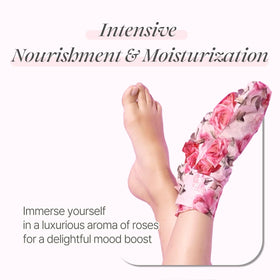 Koelf close-up of sock texture and rose essence for intense hydration
