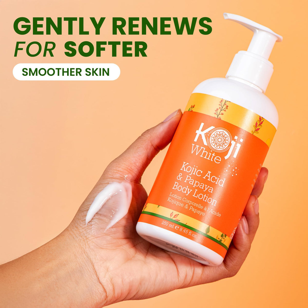 Applying Koji White on arm demonstrating fast absorption benefit