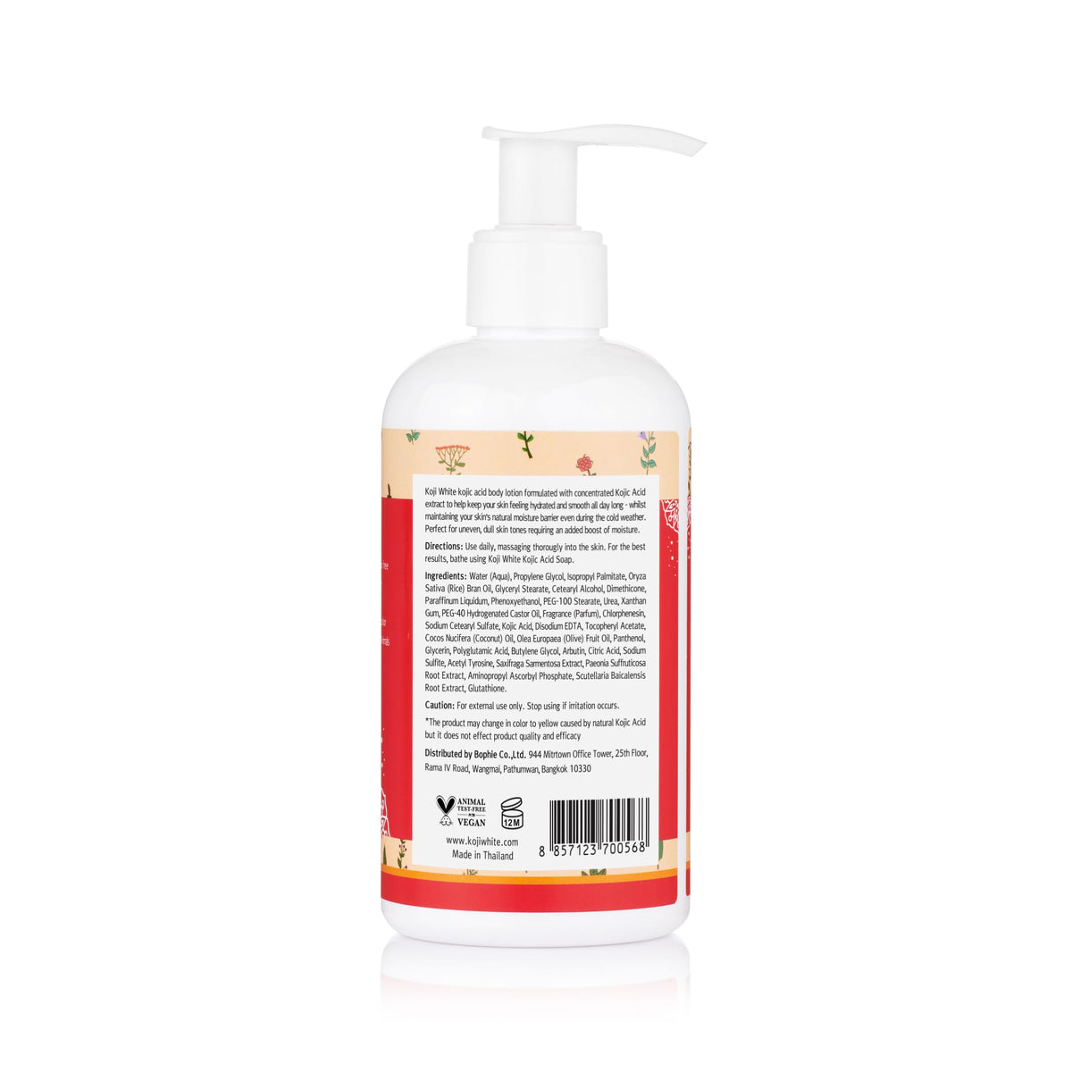 Koji White bottle on bathroom shelf in routine setting, suggests daily use