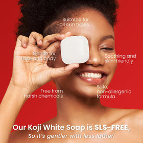 Koji White used to wash face showing gentle cleansing and hydrating result