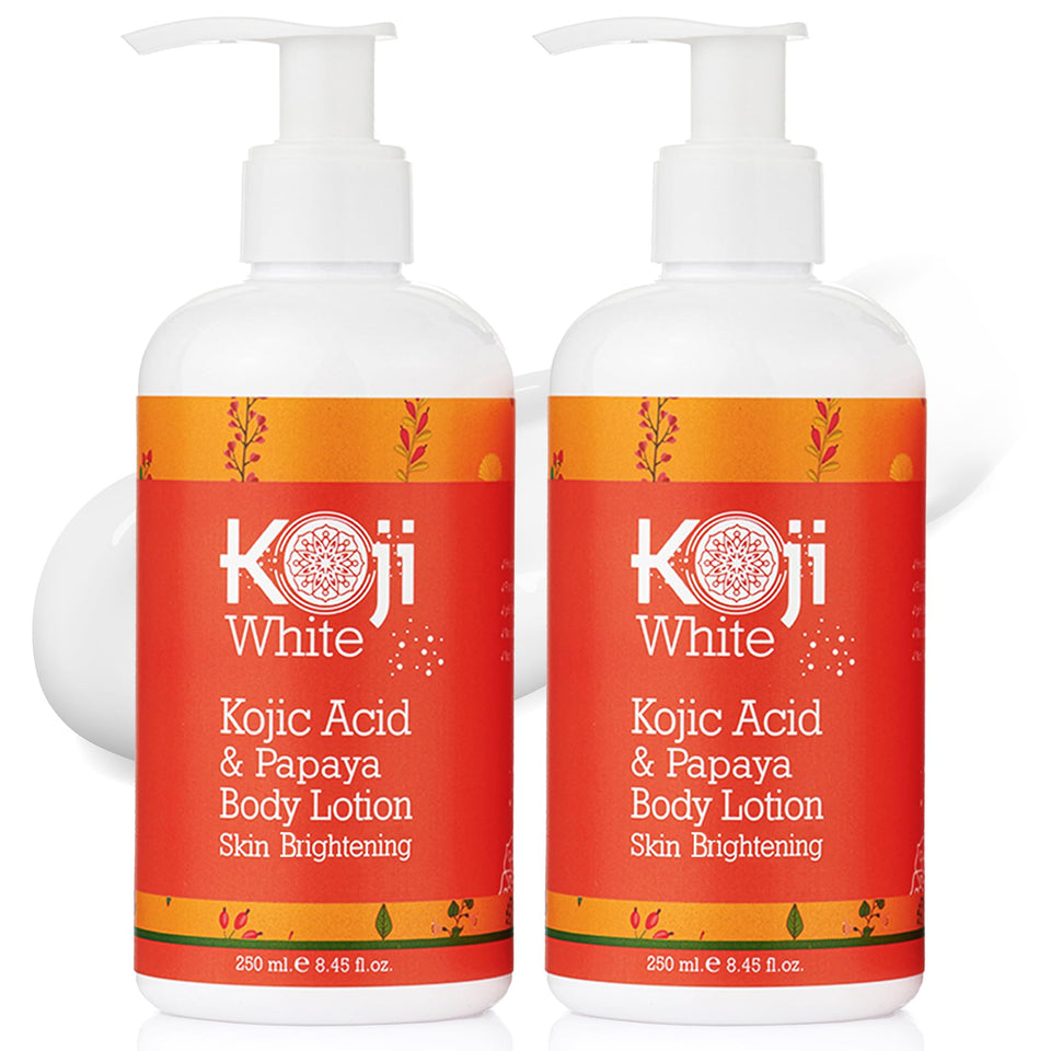 Koji White front packaging showing brightening lotion and benefits