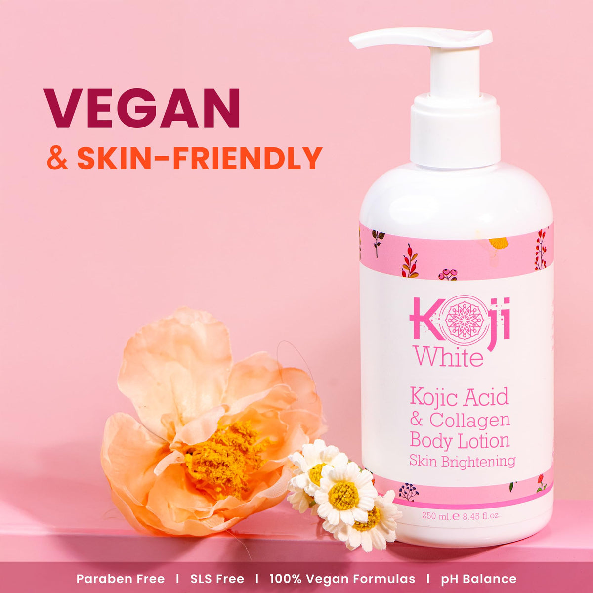 Koji White ingredient label highlighting kojic acid and collagen