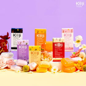 Koji White soap staged in bathroom lifestyle scene for daily routine appeal