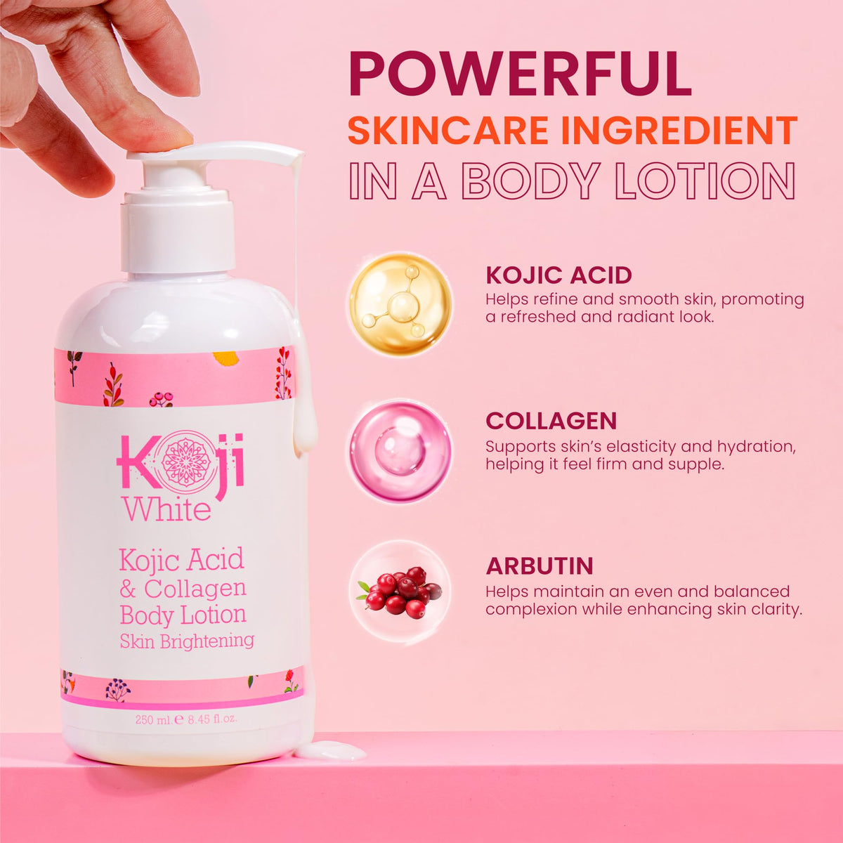 Koji White cream texture swipe showing lightweight absorbent finish