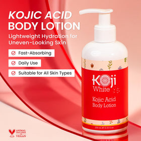 Koji White pump and label closeup, emphasizes clean vegan formulation