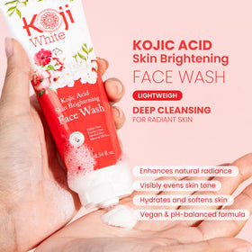 Koji White pump and label detail highlighting vegan, paraben-free features
