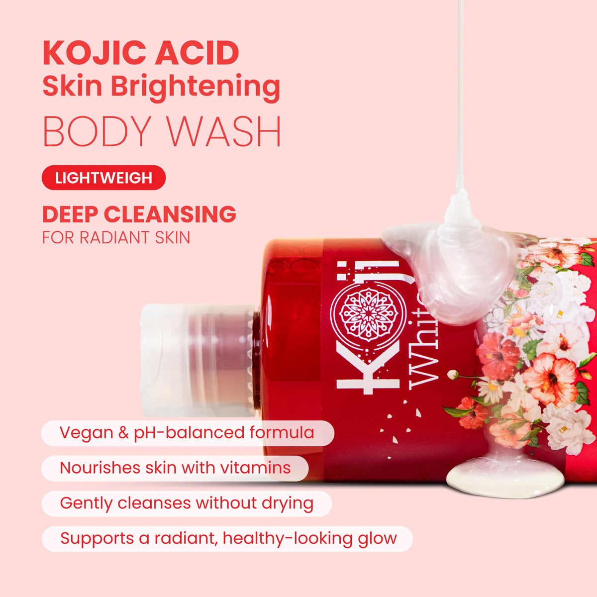 Koji White pump close-up dispensing gel for easy controlled application