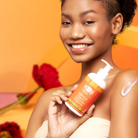 Koji White pump dispensing lotion for easy, controlled application