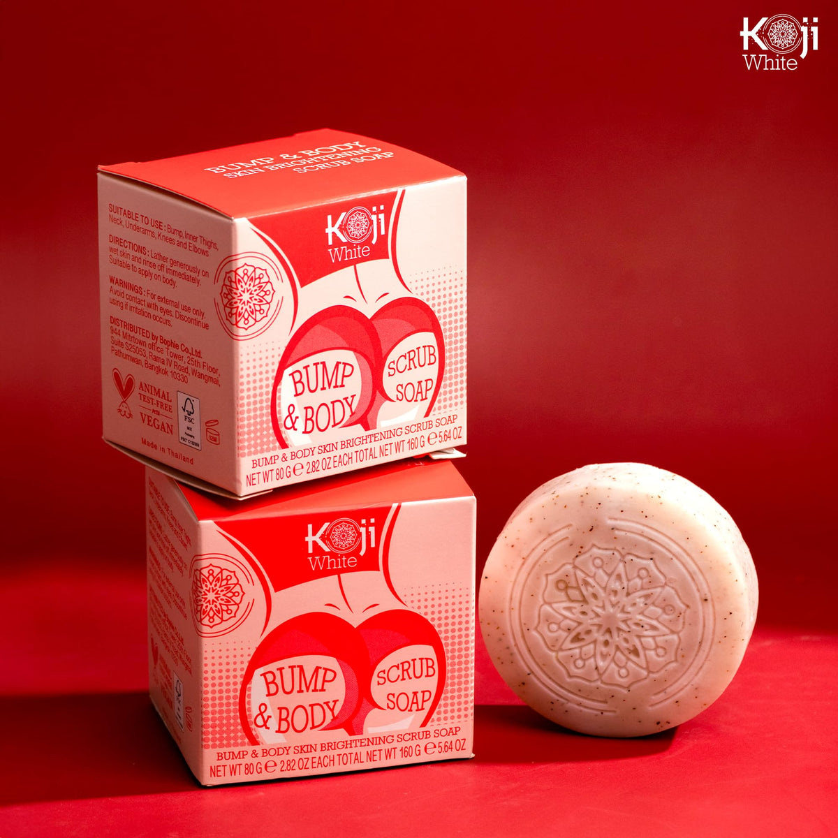 Koji White soap bar in hand for size comparison and travel-friendly weight