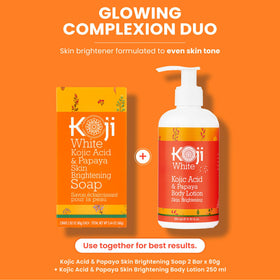 Koji White soap with papaya visual emphasizing fruit enzyme exfoliating benefit