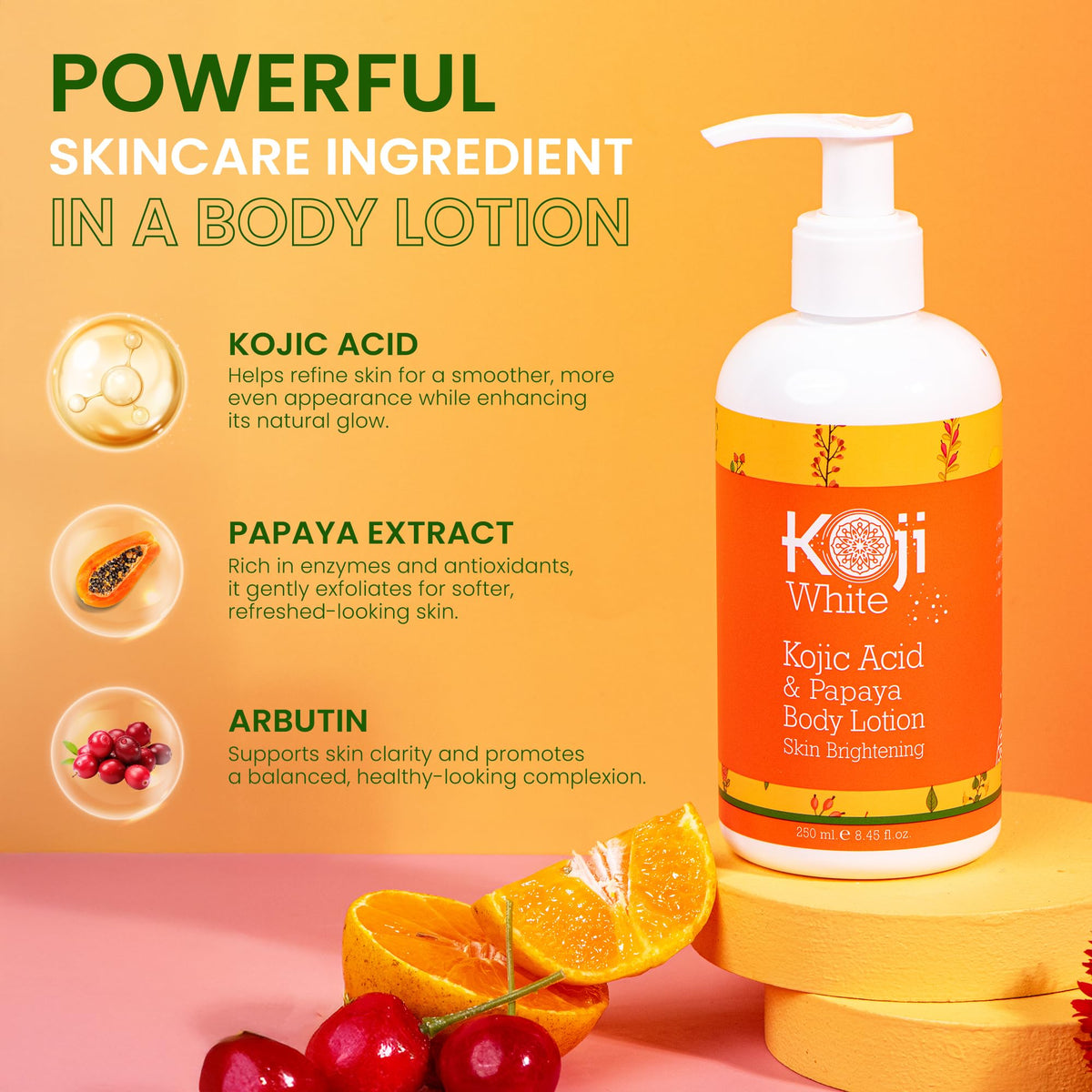 Koji White lotion texture close-up highlighting smooth absorption
